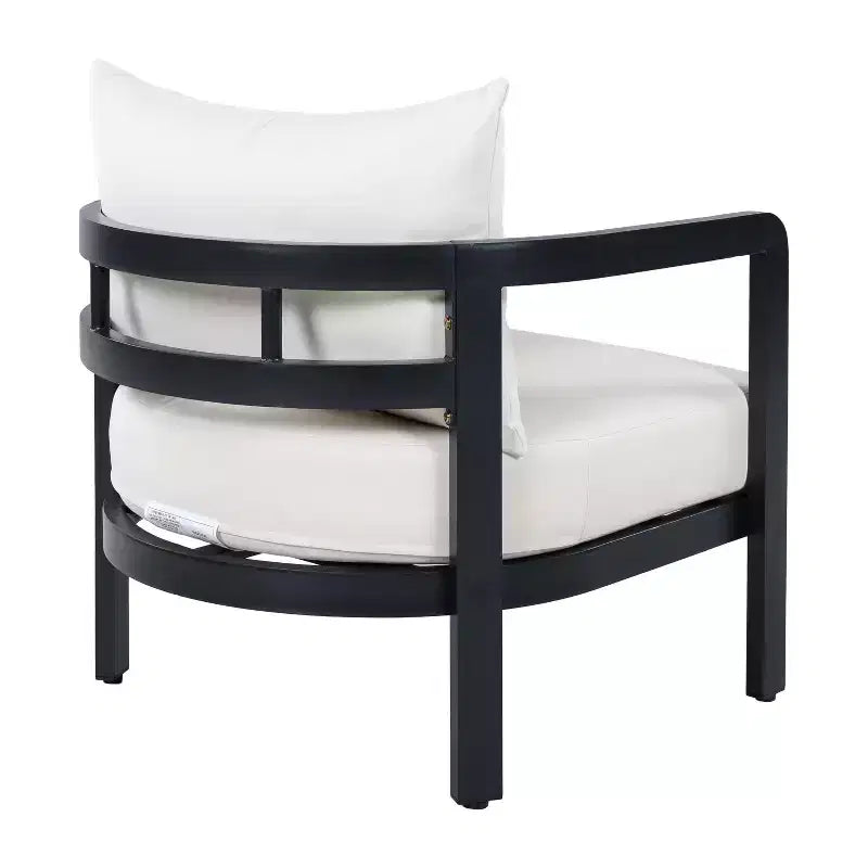 ModernLuxe Outdoor Aluminum Club Chair, Modern Sofa Chair Rust-Proof Patio Accent Chair with Beige Cushion, Backyard Lounge Seat