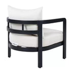 ModernLuxe Outdoor Aluminum Club Chair, Modern Sofa Chair Rust-Proof Patio Accent Chair with Beige Cushion, Backyard Lounge Seat