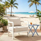 ModernLuxe Outdoor Aluminum Club Chair, Modern Sofa Chair Rust-Proof Patio Accent Chair with Beige Cushion, Backyard Lounge Seat