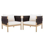 ModernLuxe Set of 2 Patio Accent Chair Dining Chair Rope Outdoor Club Chair Single Lounge Chair Armchair with Soft Cushion & Weather-Resistant Frame