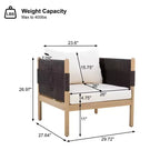 ModernLuxe Set of 2 Patio Accent Chair Dining Chair Rope Outdoor Club Chair Single Lounge Chair Armchair with Soft Cushion & Weather-Resistant Frame