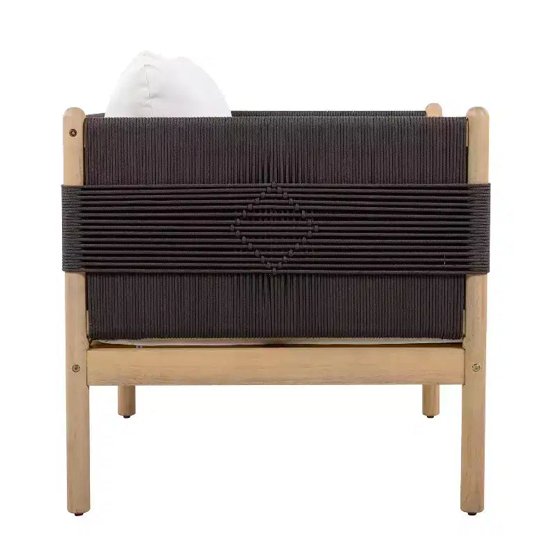 ModernLuxe Set of 2 Patio Accent Chair Dining Chair Rope Outdoor Club Chair Single Lounge Chair Armchair with Soft Cushion & Weather-Resistant Frame