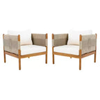 ModernLuxe Set of 2 Patio Accent Chair Dining Chair Rope Outdoor Club Chair Single Lounge Chair Armchair with Soft Cushion & Weather-Resistant Frame
