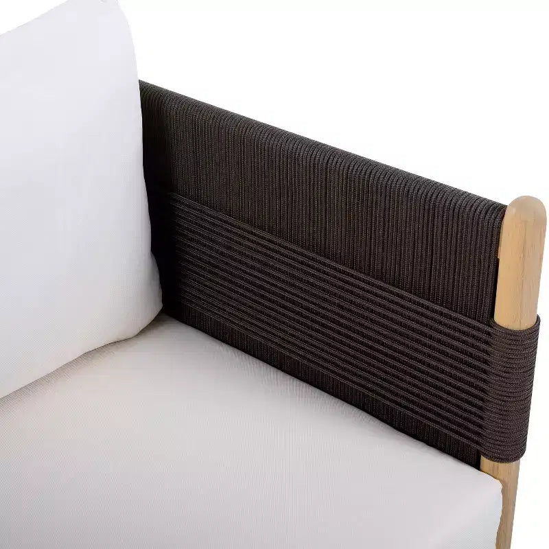 ModernLuxe Set of 2 Patio Accent Chair Dining Chair Rope Outdoor Club Chair Single Lounge Chair Armchair with Soft Cushion & Weather-Resistant Frame