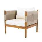 ModernLuxe Set of 2 Patio Accent Chair Dining Chair Rope Outdoor Club Chair Single Lounge Chair Armchair with Soft Cushion & Weather-Resistant Frame