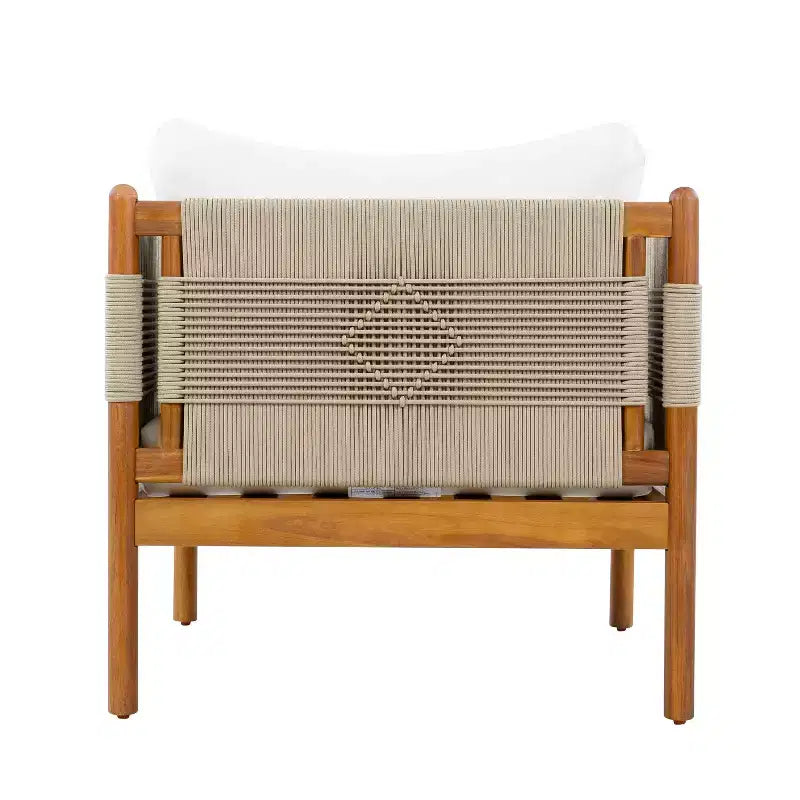 ModernLuxe Set of 2 Patio Accent Chair Dining Chair Rope Outdoor Club Chair Single Lounge Chair Armchair with Soft Cushion & Weather-Resistant Frame