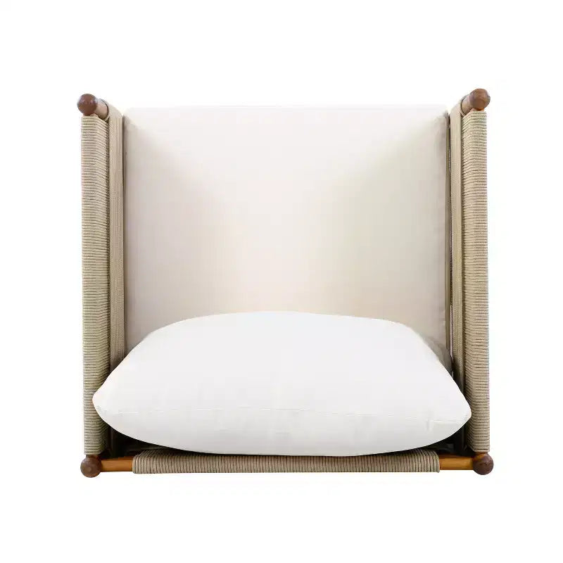 ModernLuxe Set of 2 Patio Accent Chair Dining Chair Rope Outdoor Club Chair Single Lounge Chair Armchair with Soft Cushion & Weather-Resistant Frame