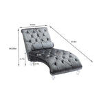 Chaise longue inclinable en velours capitonnée avec oreiller et pieds en acrylique