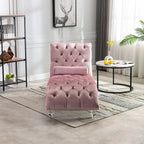 Chaise longue inclinable en velours capitonnée avec oreiller et pieds en acrylique