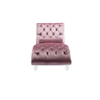 Chaise longue inclinable en velours capitonnée avec oreiller et pieds en acrylique