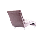 Chaise longue inclinable en velours capitonnée avec oreiller et pieds en acrylique