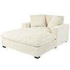 Beige 53.5 Chaise Lounge Chair with Solid Wood Legs and Comfort Pillows