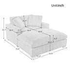 Beige 53.5 Chaise Lounge Chair with Solid Wood Legs and Comfort Pillows