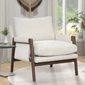 Fauteuil en velours blanc 35.4 avec cadre en bois d'hévéa