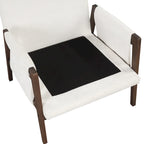Fauteuil en velours blanc 35.4 avec cadre en bois d'hévéa