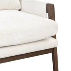 Fauteuil en velours blanc 35.4 avec cadre en bois d'hévéa