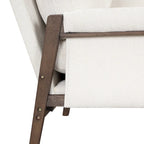 Fauteuil en velours blanc 35.4 avec cadre en bois d'hévéa