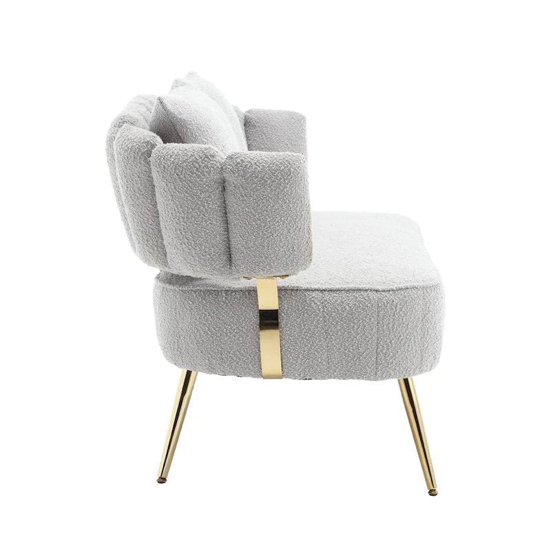 Modern Upholstered Armsofa Tufted Sofa with Metal Frame