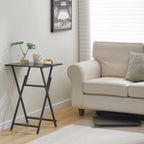 2-Piece Folding TV Tray Table,Portable Sofa Side Table,Industrial Snack Table, Space-Saving Easy to Fold Wood Rustic