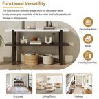 Console Rétro Élégante avec Plateau Effet Marbre et Rangement Polyvalent