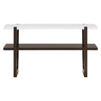 Console Rétro Élégante avec Plateau Effet Marbre et Rangement Polyvalent