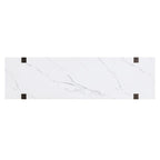 Console Rétro Élégante avec Plateau Effet Marbre et Rangement Polyvalent