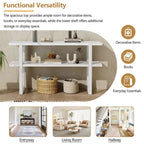 Console Rétro Élégante avec Plateau Effet Marbre et Rangement Polyvalent
