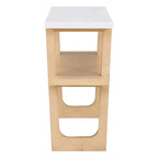 Console Rétro Élégante avec Plateau Effet Marbre et Rangement Polyvalent