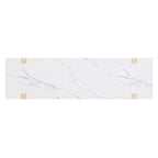 Console Rétro Élégante avec Plateau Effet Marbre et Rangement Polyvalent