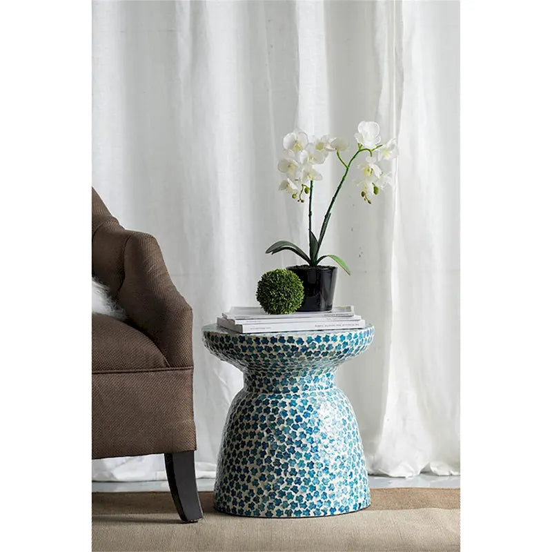 D15x16 Capiz Garden Stool Small Side Table