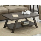 Contemporary Wood Shelf Coffee Table in White Finish, for Living Room