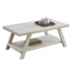Contemporary Wood Shelf Coffee Table in White Finish, for Living Room