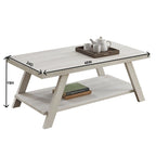 Contemporary Wood Shelf Coffee Table in White Finish, for Living Room