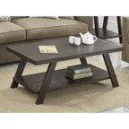 Contemporary Wood Shelf Coffee Table in White Finish, for Living Room