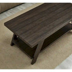 Contemporary Wood Shelf Coffee Table in White Finish, for Living Room
