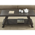 Contemporary Wood Shelf Coffee Table in White Finish, for Living Room
