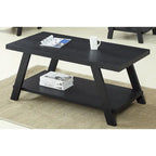 Contemporary Wood Shelf Coffee Table in White Finish, for Living Room