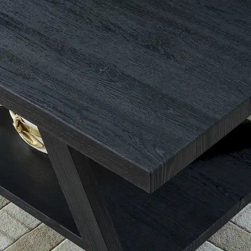 Contemporary Wood Shelf Coffee Table in White Finish, for Living Room