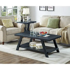Contemporary Wood Shelf Coffee Table in White Finish, for Living Room