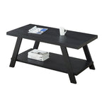Contemporary Wood Shelf Coffee Table in White Finish, for Living Room