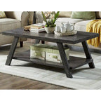 Contemporary Wood Shelf Coffee Table in White Finish, for Living Room