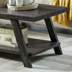 Contemporary Wood Shelf Coffee Table in White Finish, for Living Room