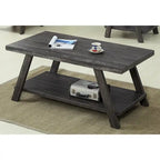 Contemporary Wood Shelf Coffee Table in White Finish, for Living Room