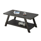 Contemporary Wood Shelf Coffee Table in White Finish, for Living Room