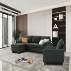 Canapé d'angle 3 places avec fauteuil et pouf pour salon