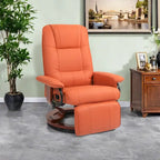 Faux Leather Manual Swivel Recliner Chair with Footrest, Armrest and Wrapped Wood Base