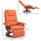 Faux Leather Manual Swivel Recliner Chair with Footrest, Armrest and Wrapped Wood Base