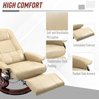 Faux Leather Manual Swivel Recliner Chair with Footrest, Armrest and Wrapped Wood Base