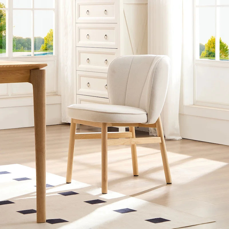 Modern Style Armless Dining Chair with Wooden Frame and Upholstered Seat, Suitable for Kitchen, Living Room, and Restaurant