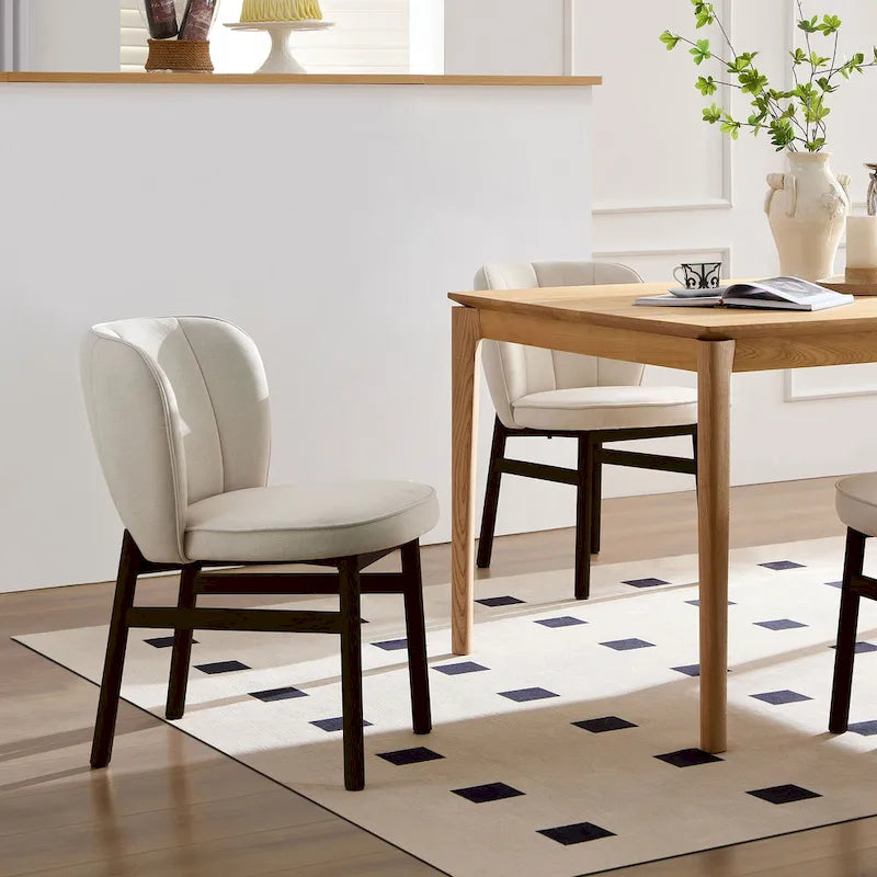 Modern Style Armless Dining Chair with Wooden Frame and Upholstered Seat, Suitable for Kitchen, Living Room, and Restaurant